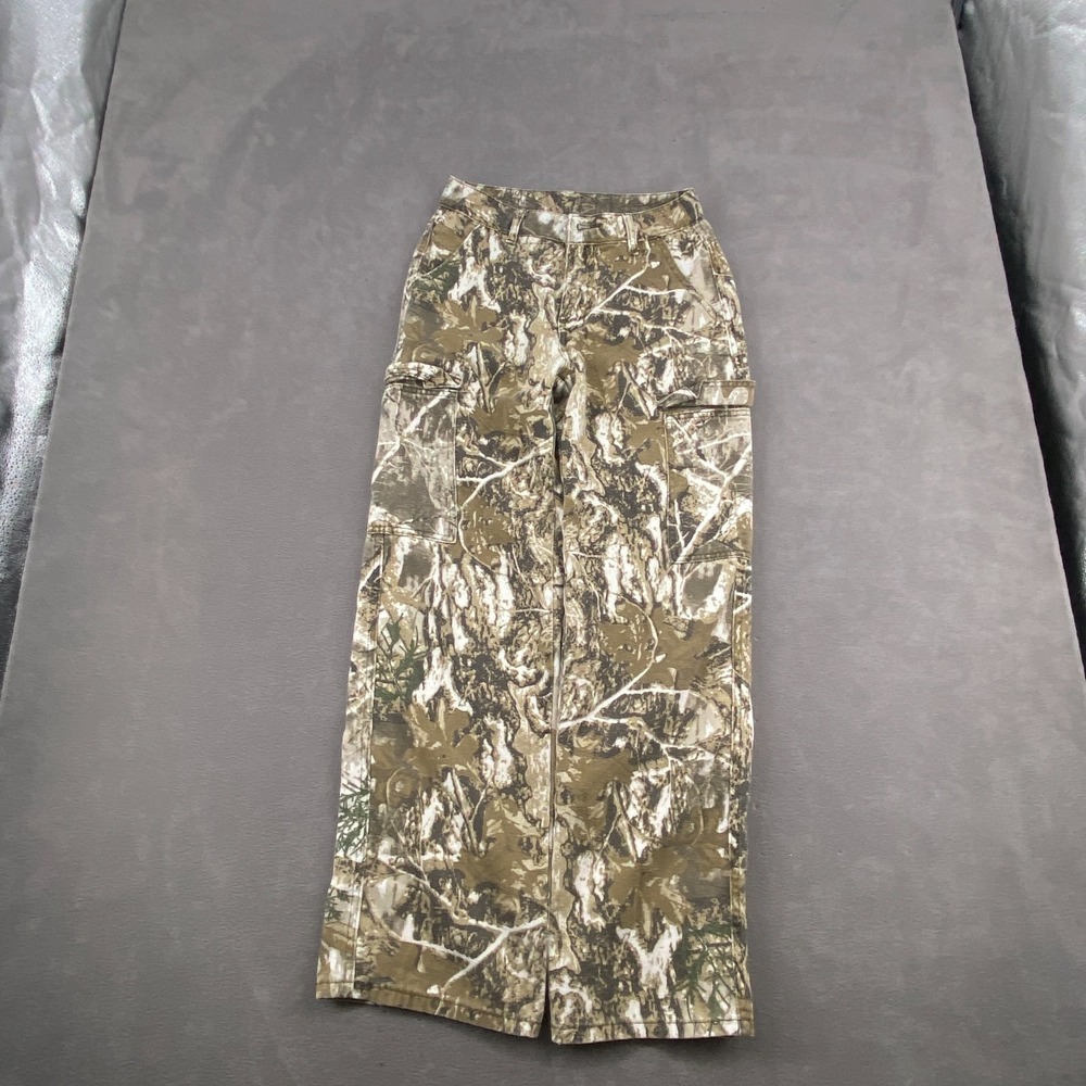 Y2K Womens Jeans Sz M Multi Denim Camouflage Cargo Pocket Wide Leg Hunting
